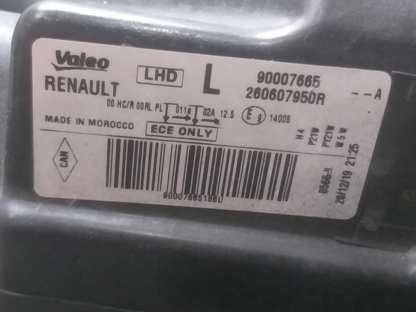 light front left DACIA DOKKER 260607950R