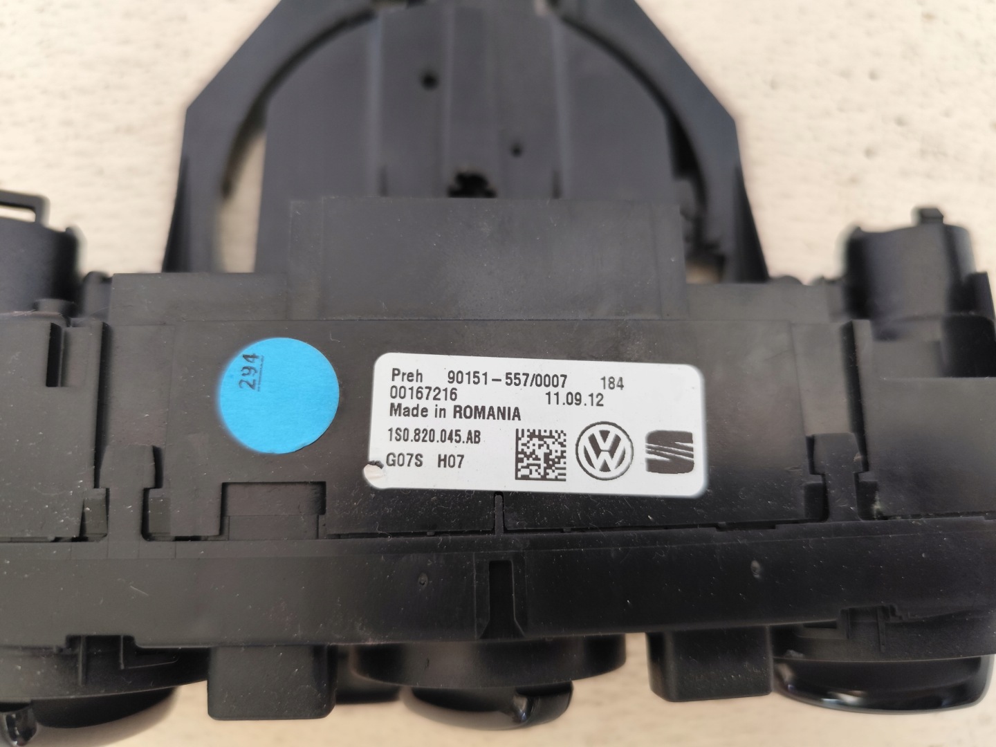 VOLKSWAGEN UP 2012 PANEL Bedienteil des lüfters klimaanlage 1S0820045