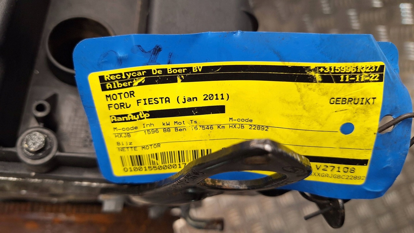 engine HXJB FORD FIESTA MK7 1.6B 16V 120KM unprotected pillar