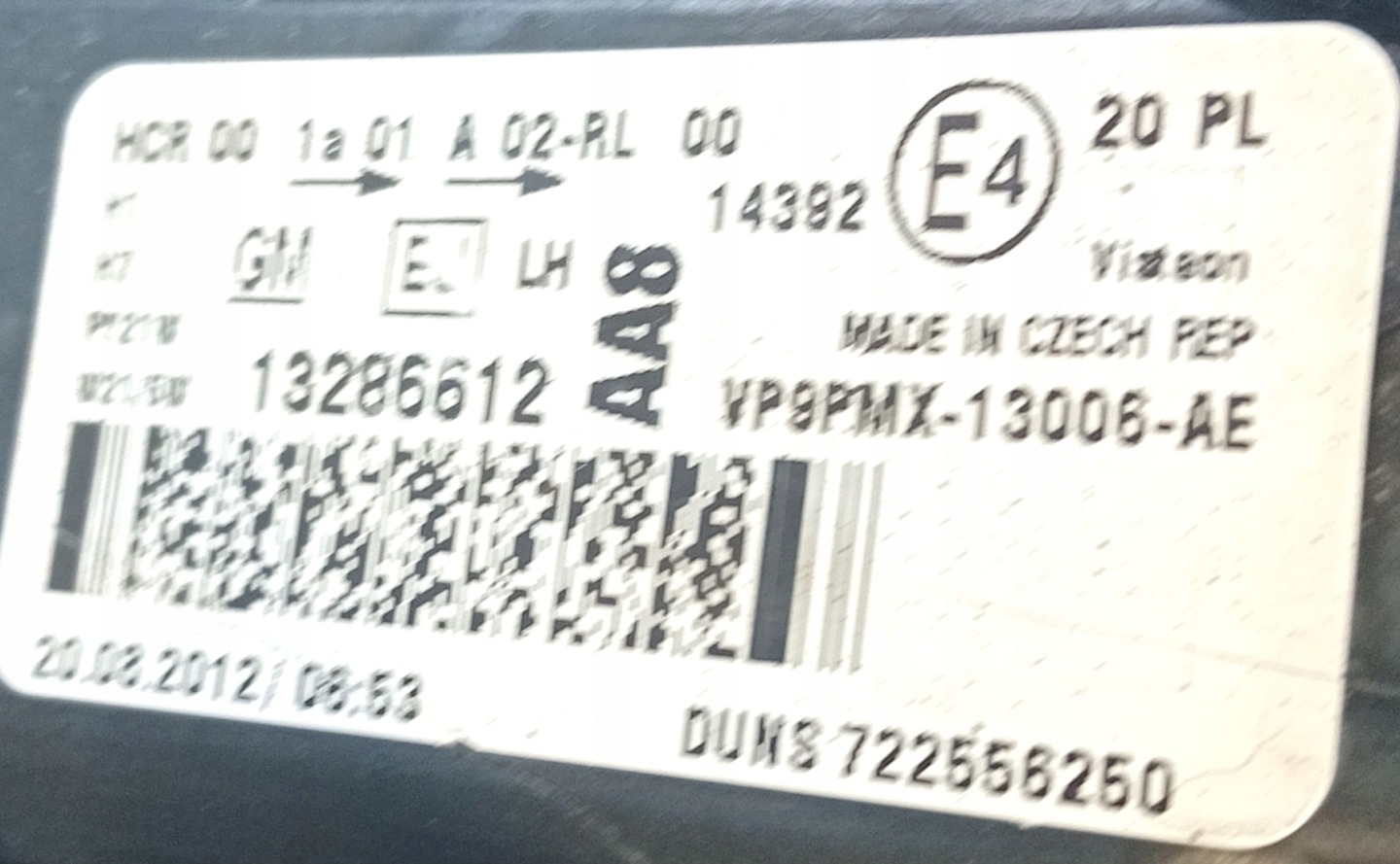 light left front OPEL MERIVA B 13286612