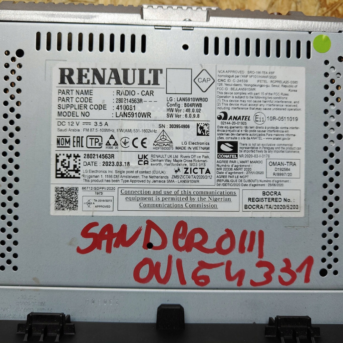 display Dacia Sandero III 280214563R