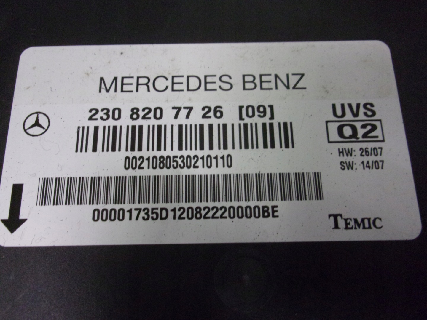 MERCEDES R230 SL 500 module control unit roofs UVS 2308207726