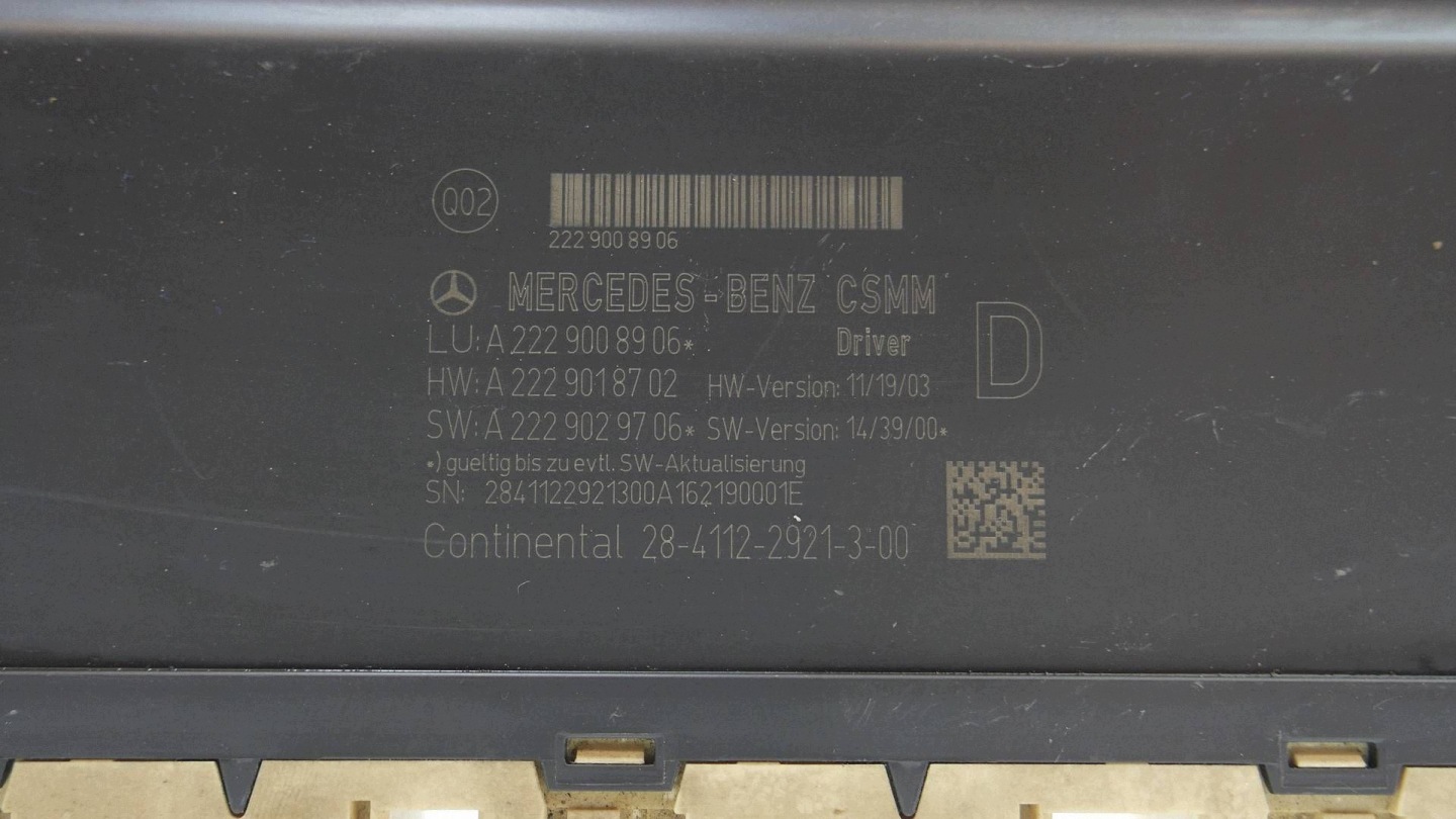 module control unit seat driver´s MERCEDES S W222 A2229008906