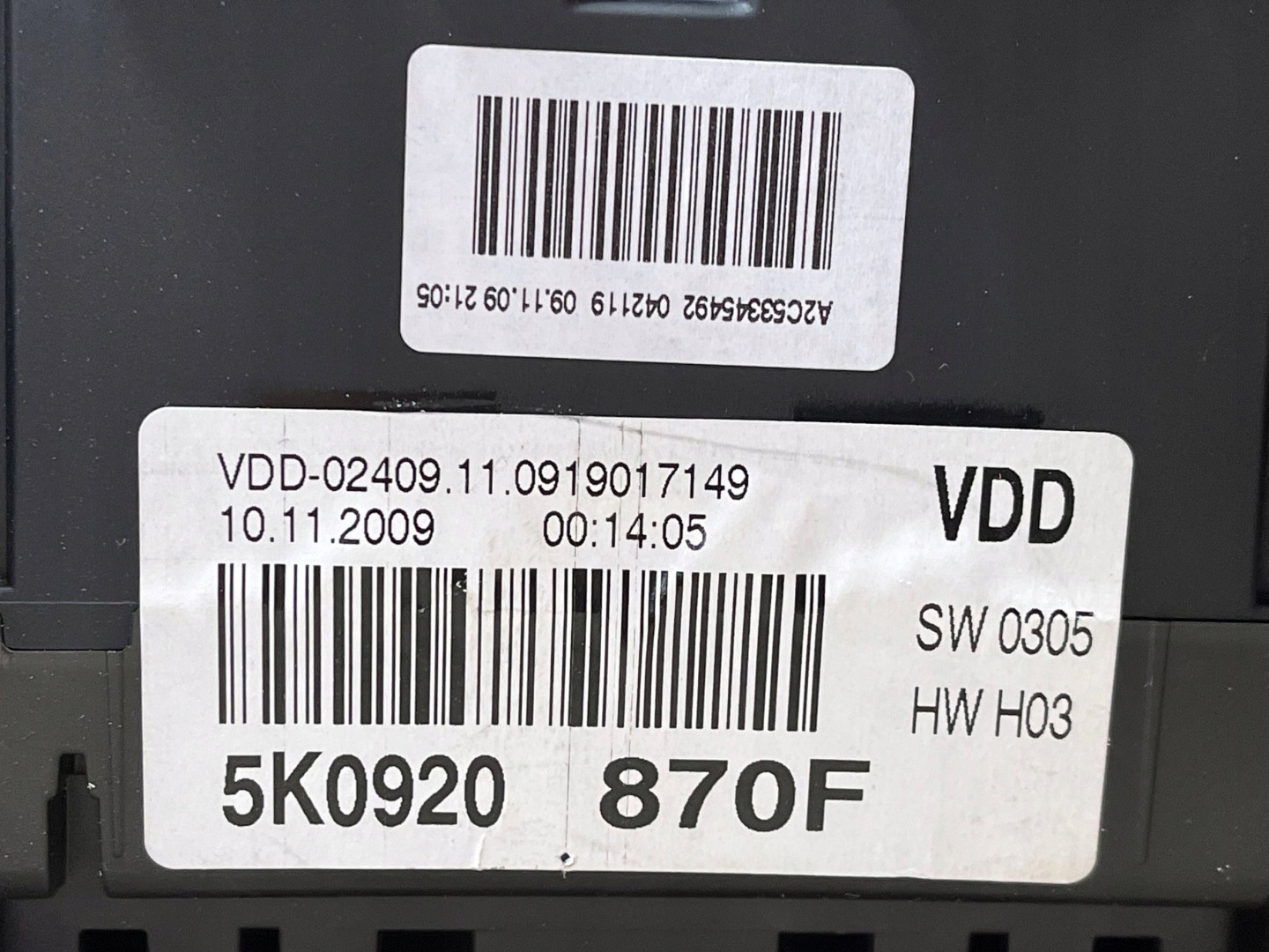 dials Volkswagen Golf VI 5K0920870FX