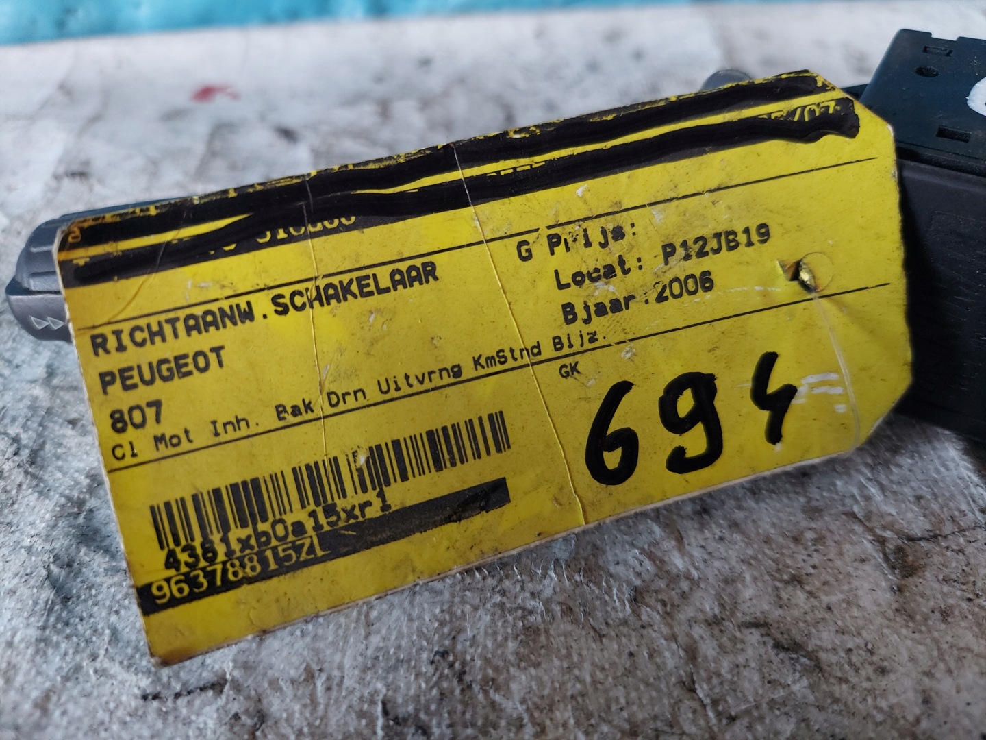 devio luci devio volante devio luci tergicristallo tergi PEUGEOT 807 96378815ZL