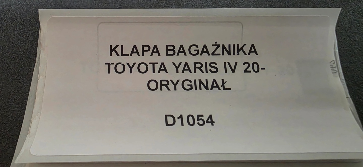 trunk door boot TOYOTA YARIS IV 20- original