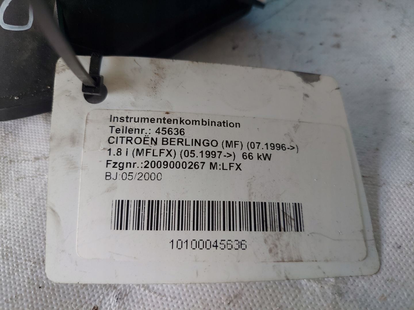 dials clock BERLINGO and 1.8 B 9636105080