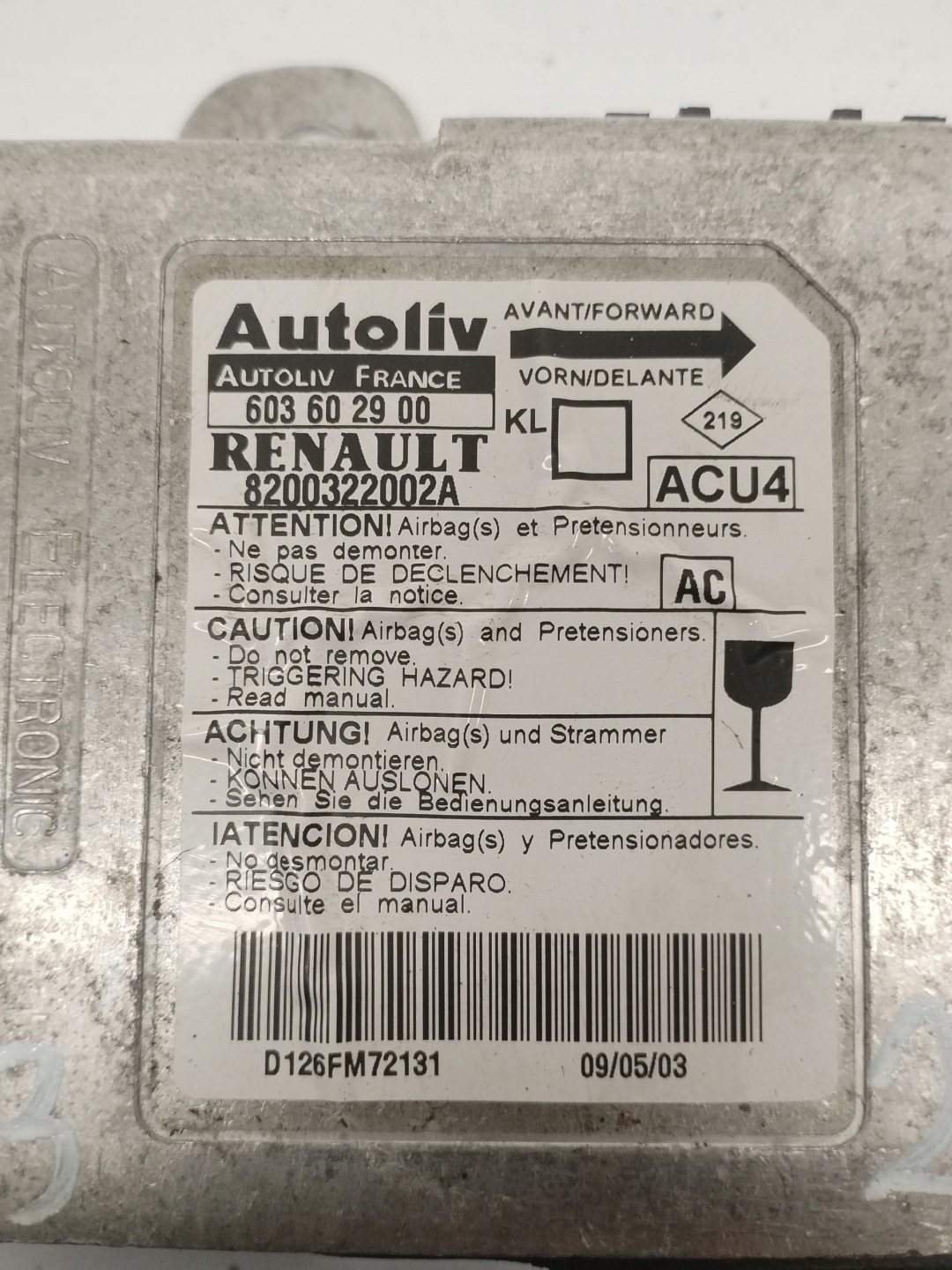 module sensor airbag Renault Megane II 2 8200322002A