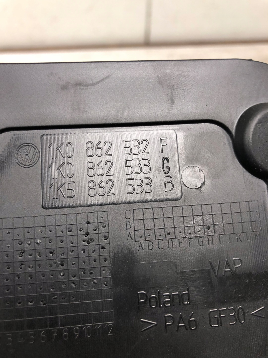 bracket for KUBKI VW GOLF VI 1K0862532F
