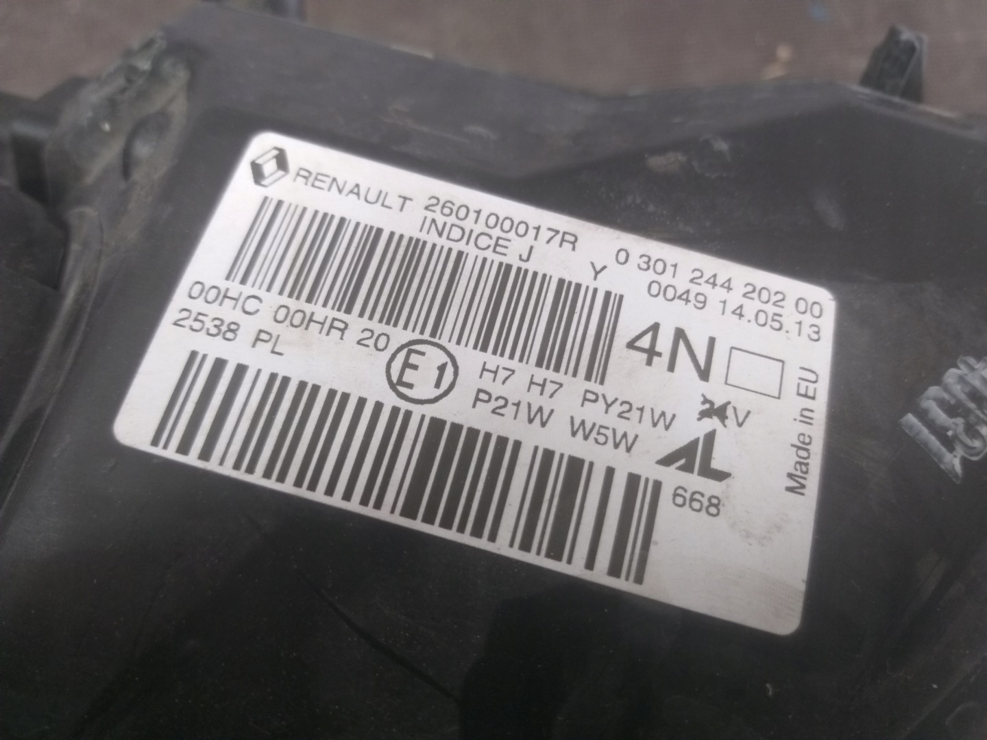 light front right RENAULT MEGANE III 3 08- 260100017R