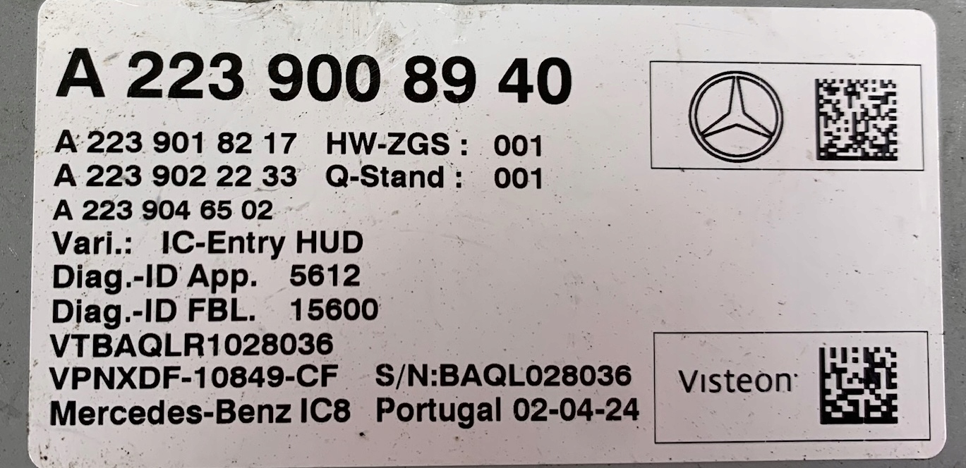 MERCEDES 223 S-KLASA C-KLASA control unit module A2239008940