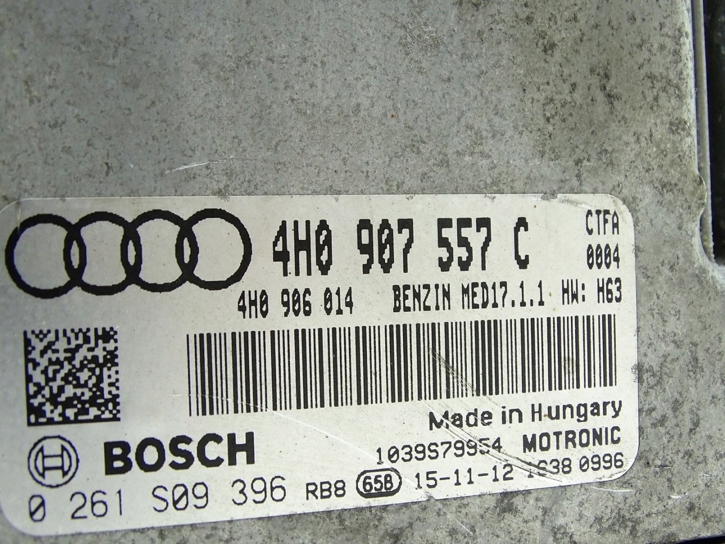 control unit computer of the engine ECU AUDI S8 D4 4H 10- 4.0 TFSI 4H0907557C