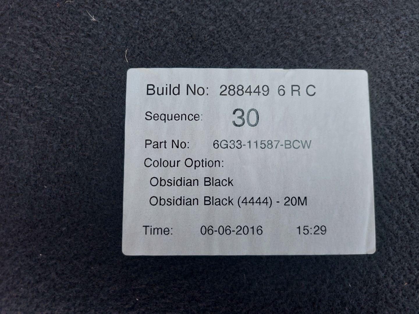 upholstery mats ASTON MARTIN VANTAGE 16r 6G33-11587-BCW