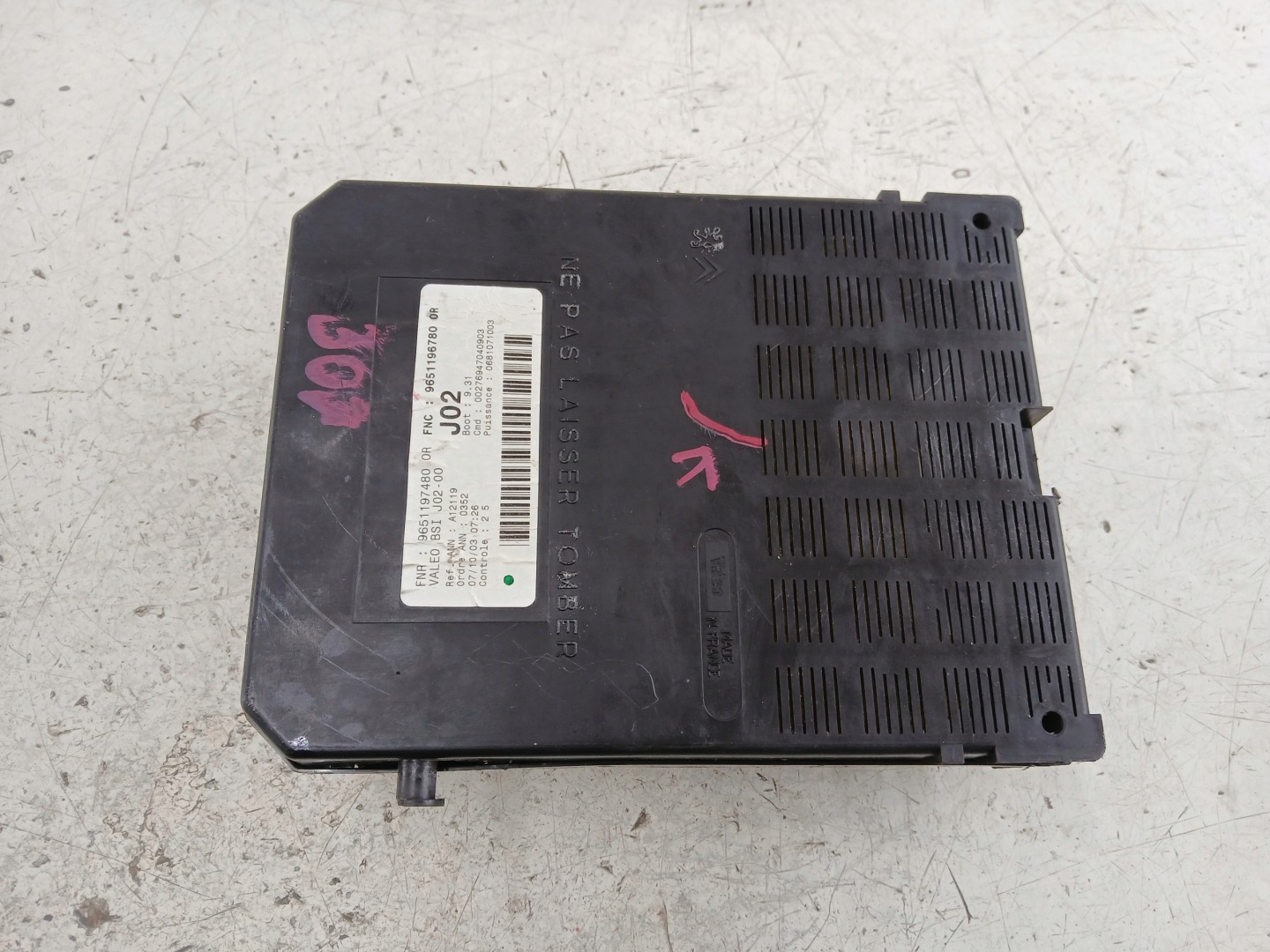 PEUGEOT 307 Module fusibles 9651196780