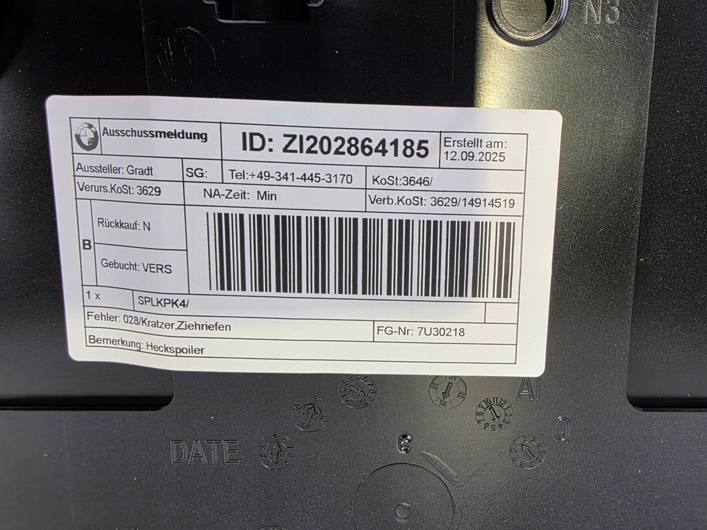 spoiler LOTKA bonnet MINI U25 5A0DF06 668 SCHWARZ II