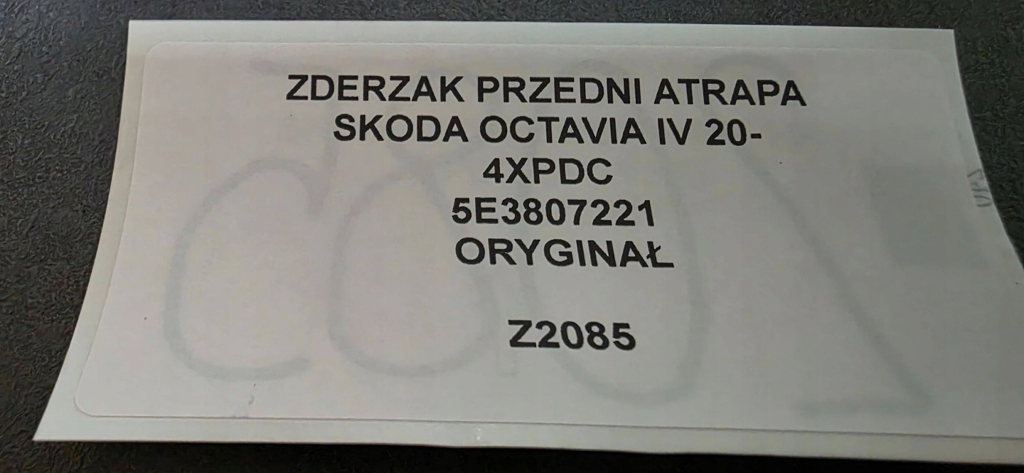 front bumper grille SKODA OCTAVIA IV 20- 4XPDC original 5E3807221