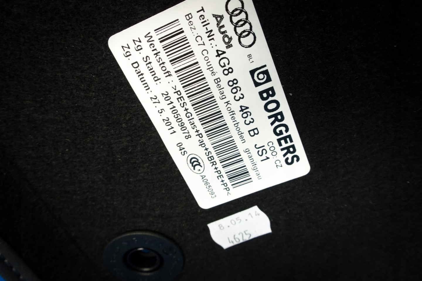 floor upholstery boot Audi A7 4G8 4G8863463B