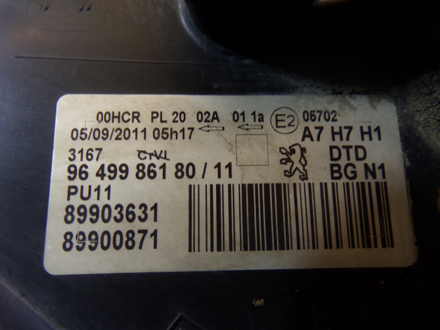 light front front right PEUGEOT 207 CC (K1) 207 CABRIO EUROPA
