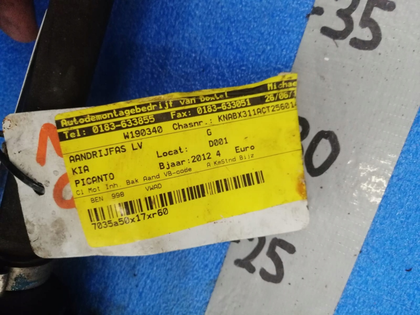 semi-axis front left KIA PICANTO 1.0 T03L 12R