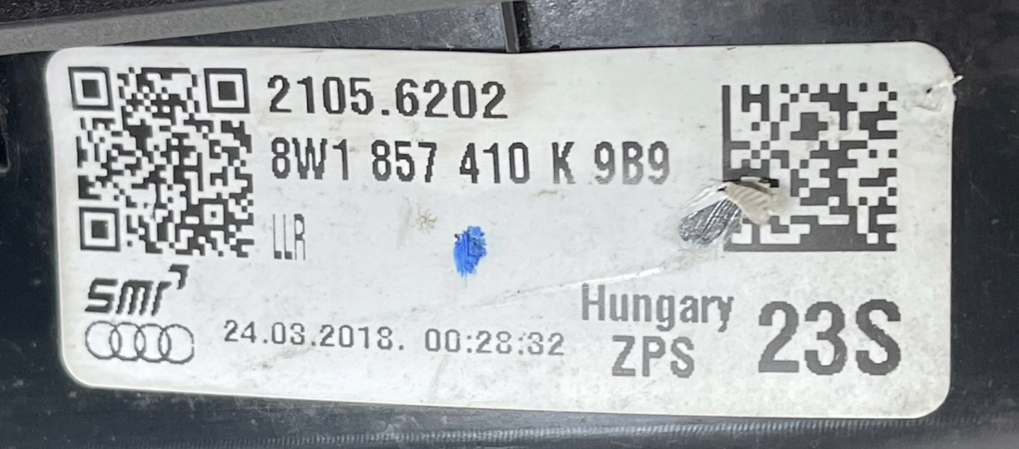 AUDI A4 B9 2015 - mirror exterior right 6 PIN 8W1857410K