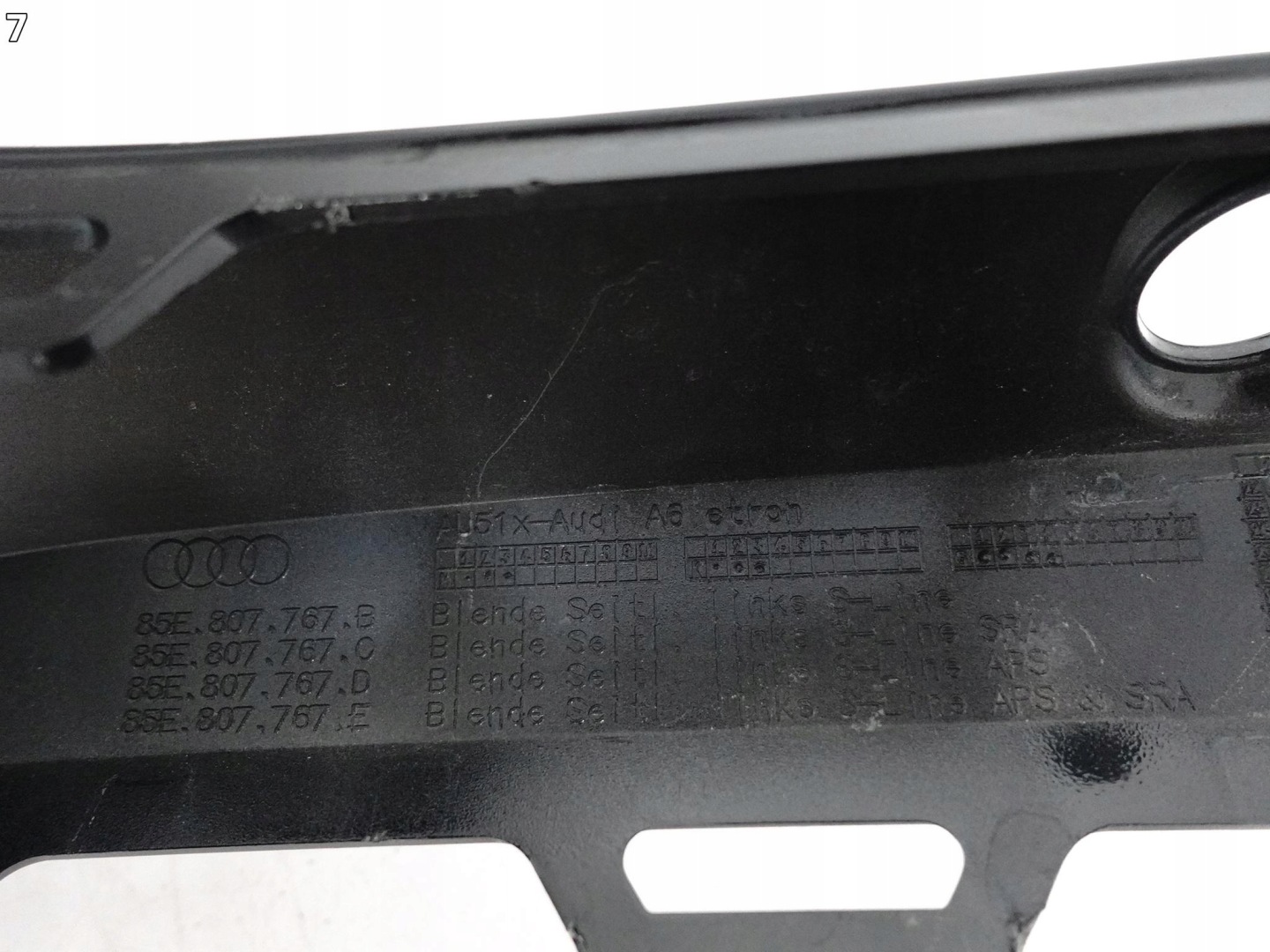 AUDI A6 S6 E-TRON 85E S-LINE 24- moulding grid cap grille left W bumper