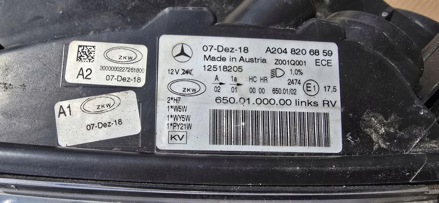 light left front front MERCEDES GLK X204 A2048206859 lens