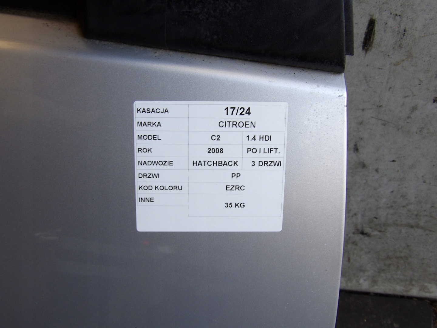 Citroen C2 and door front right lift lak. EZRC