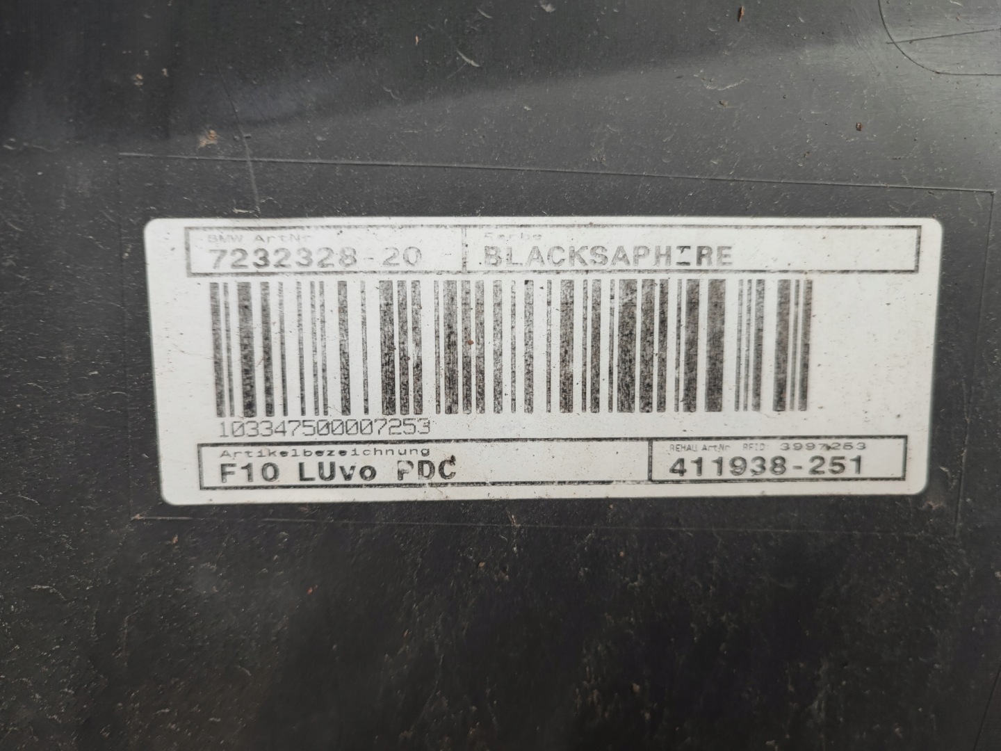 bumper front fog light PDC BMW F10 BLACK SAPPHIRE