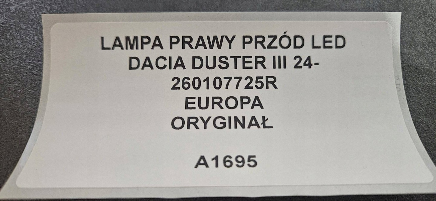 Reflektor rechts seite Dacia Duster III 260107725R