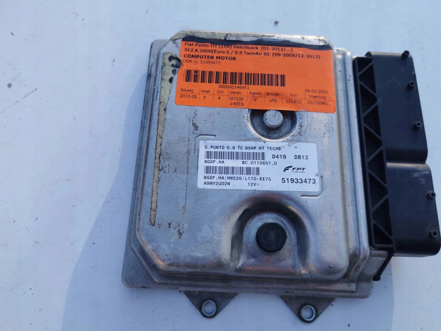 FIAT PUNTO 0.9B 51933473 BC.0110651.D Computer ECU