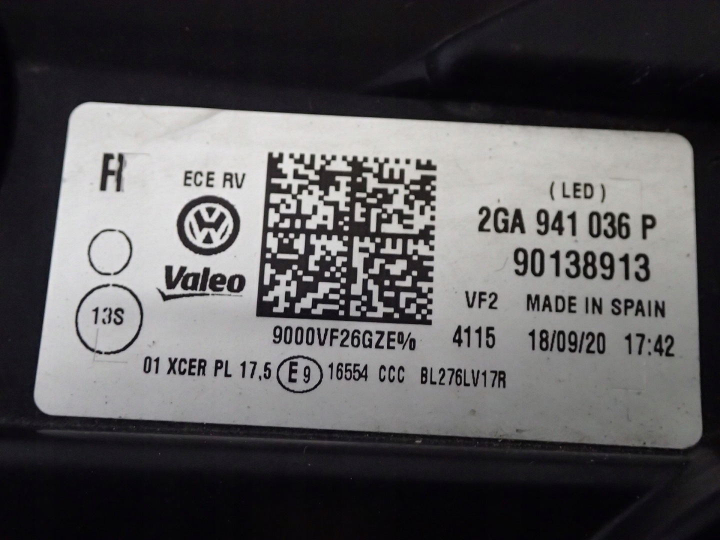 light right right FULL LED VW T ROC A11 2GA941036P