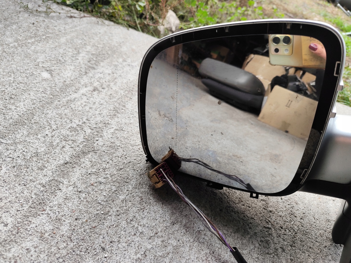 mirror VW T5 left driver´s silver 5 pin