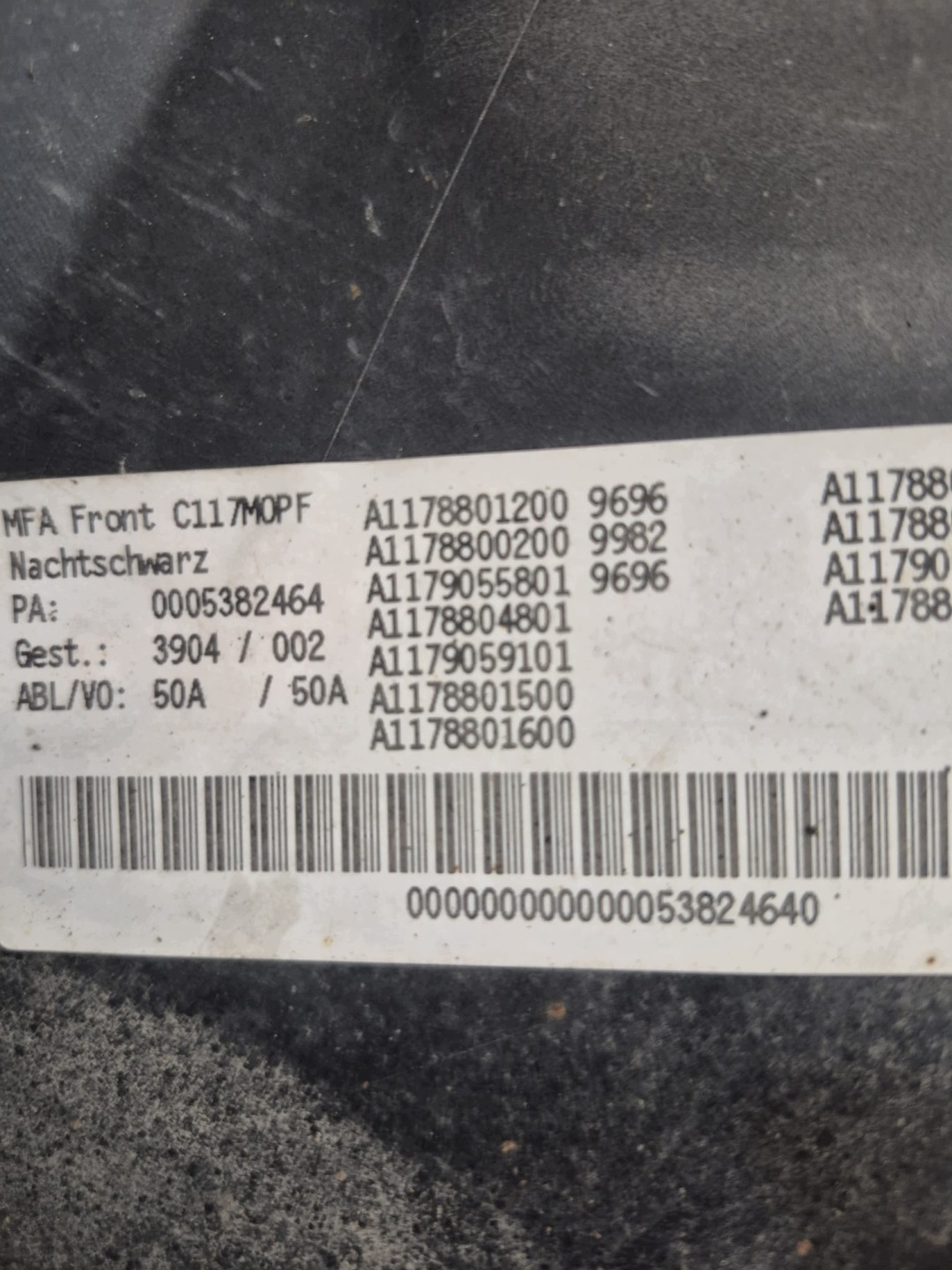 MERCEDES CLA 117 W117 LIFT 16- bumper front front 6XPDC A1178801200