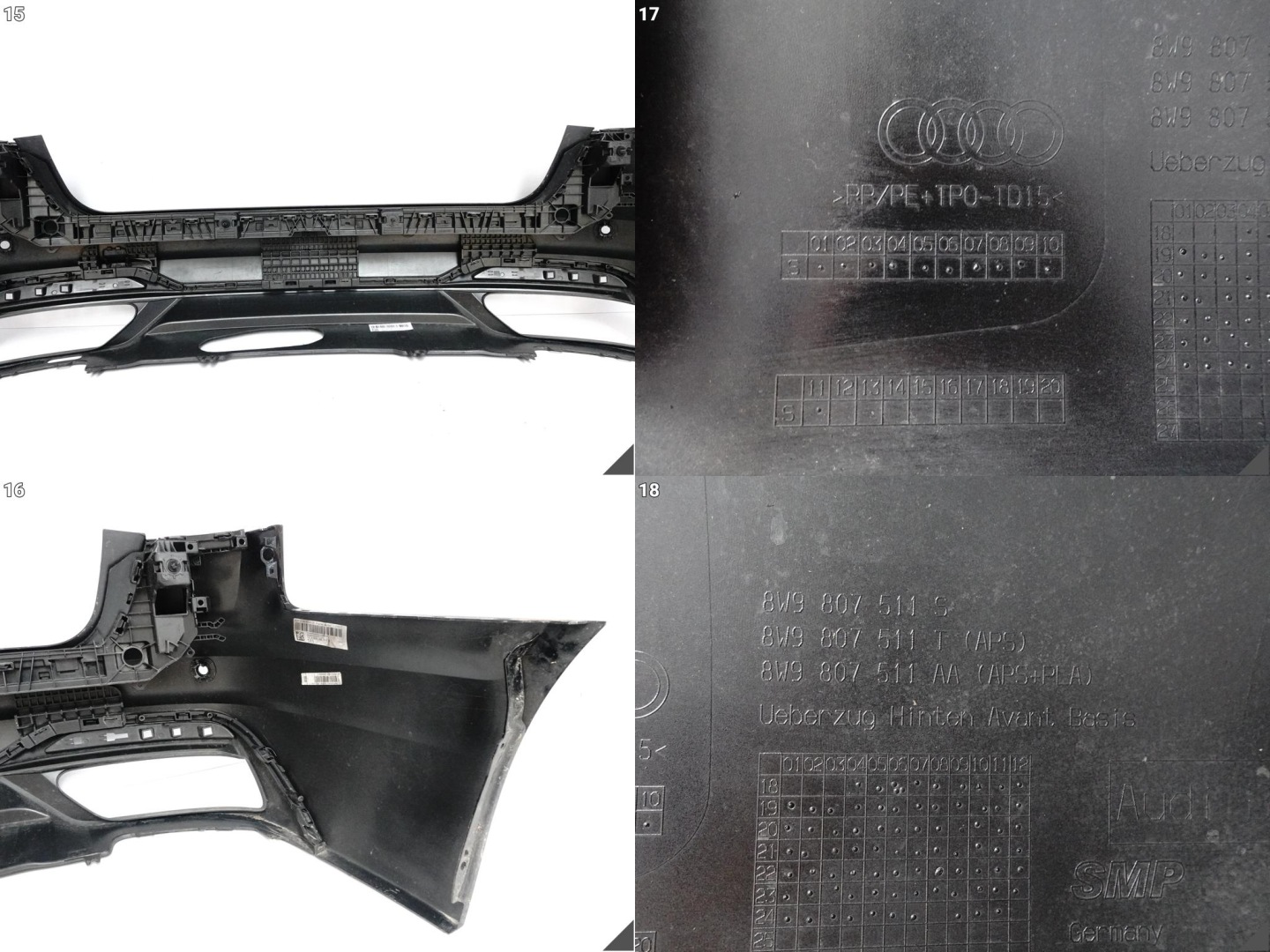 AUDI A4 B9 8W9 KOMBI LIFT 19-24 ZWYKLY bumper + diffuser + rear part (4xPDC)
