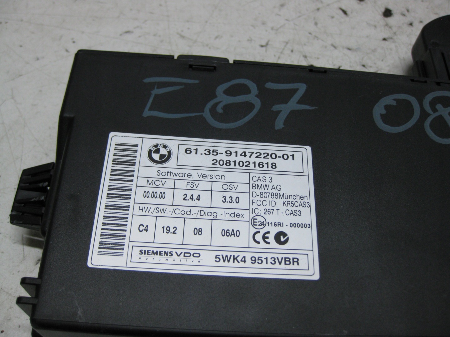 BMW E87 2.0 und 08R modul Bedienteil CAS 9147220