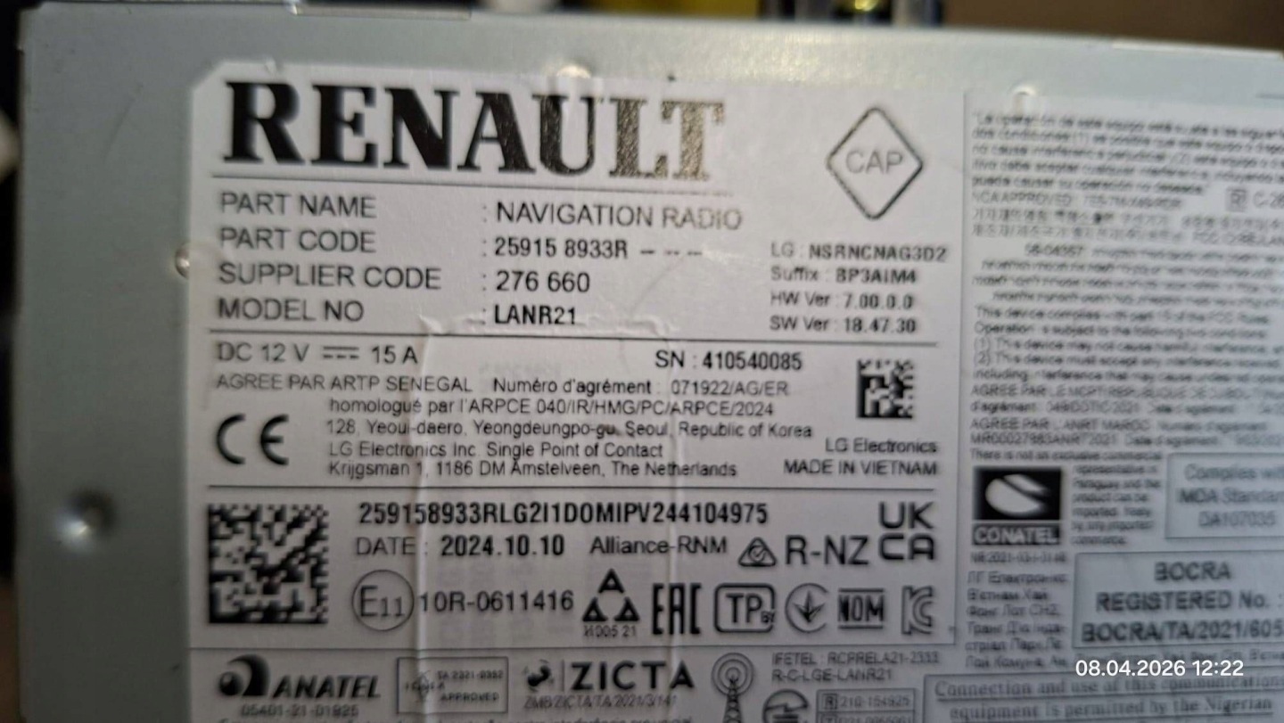 player navigation devices Renault 4 259158933R