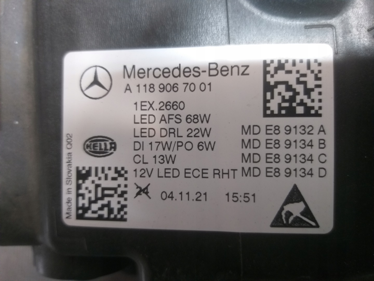 light front right MERCEDES CLA W118 FULL LED MULTIBEAM A1189067001