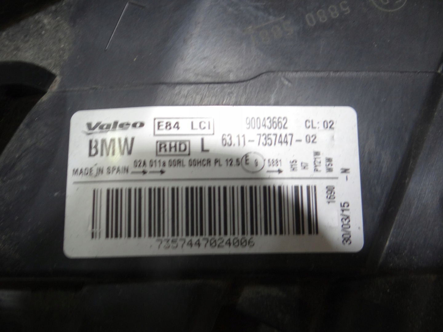 light left front BMW X1 E84 OE 7357447