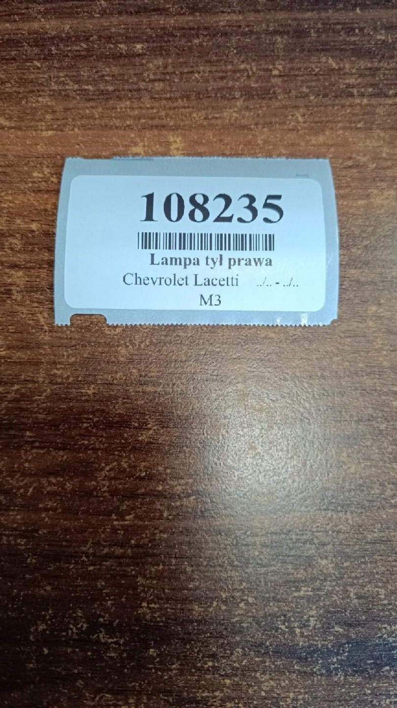 CHEVROLET LACETTI light right rear part to the bonnet