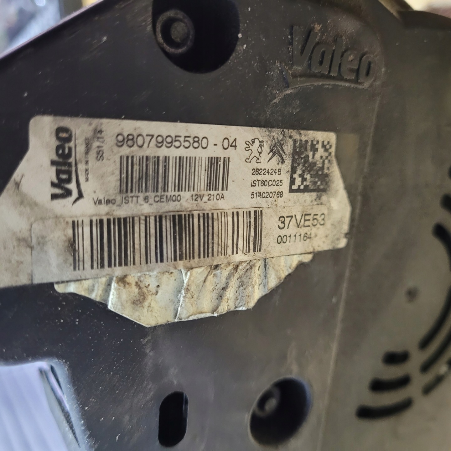 ALTERNATOR START STOP PSA 9807995580 2.0 BLUEHDI