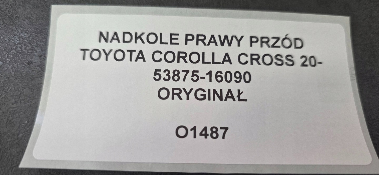 mudguard front right side Toyota Corolla Cross 5387516090