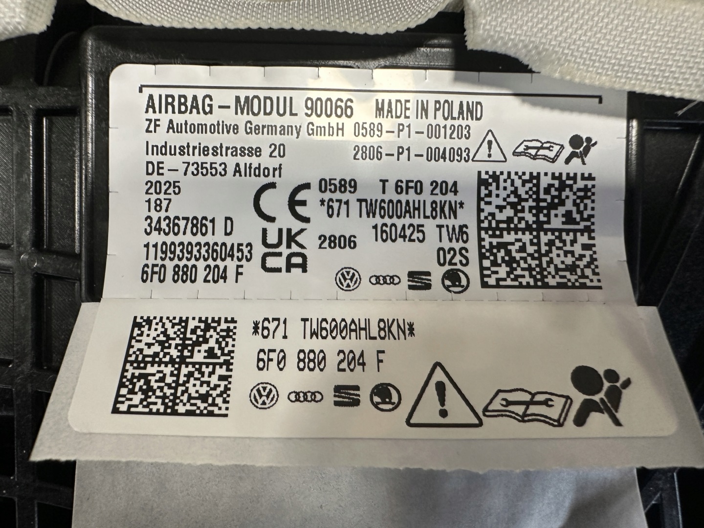 SEAT ARONA LIFT dashboard console airbag 6F1857005H