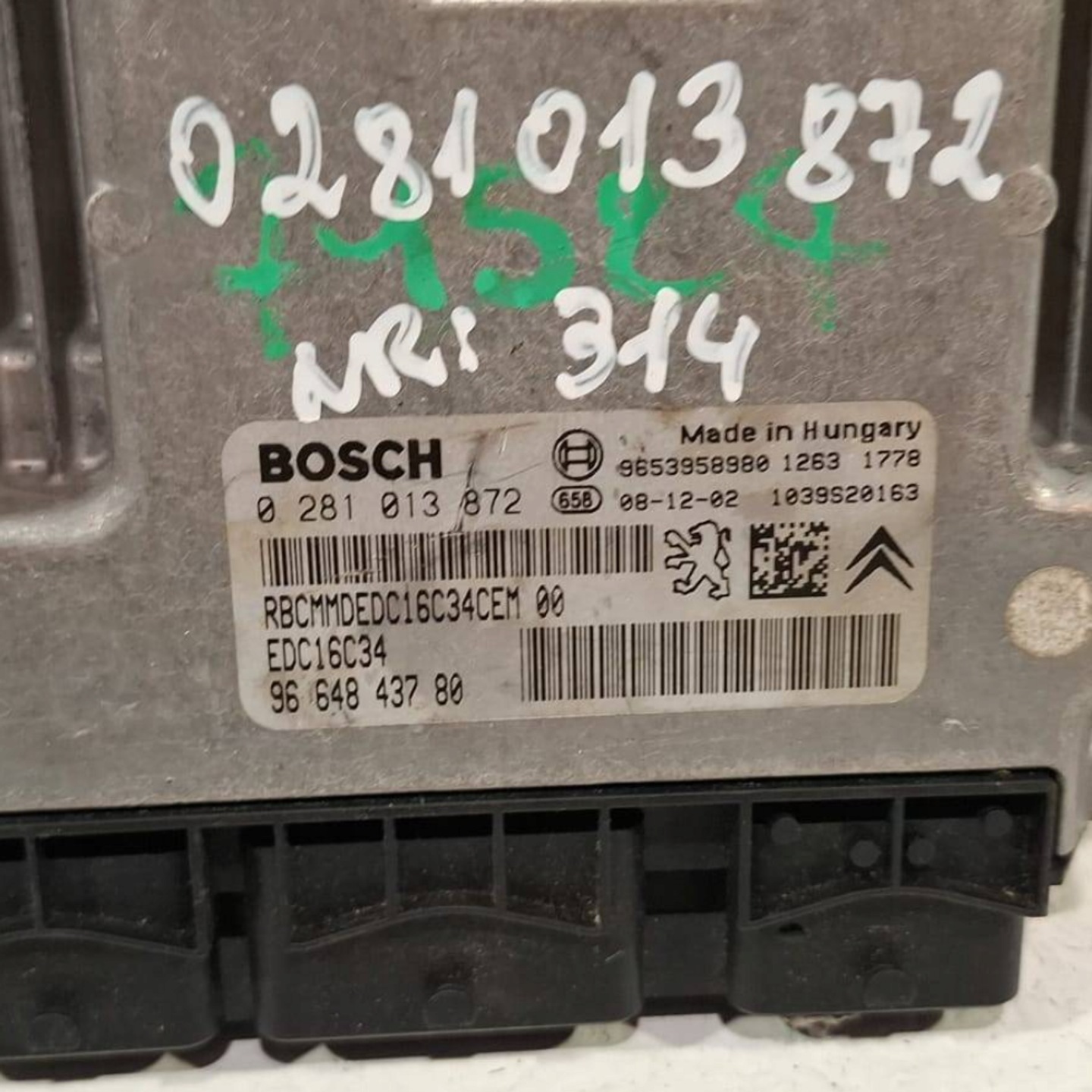 control unit of the engine computer 0281013872 Citroen Peugeot 1.6 HDI