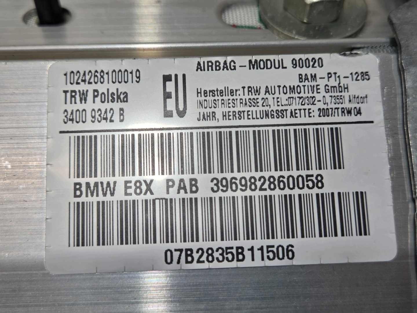 airbag spolujazdca AIR BAG BMW E87