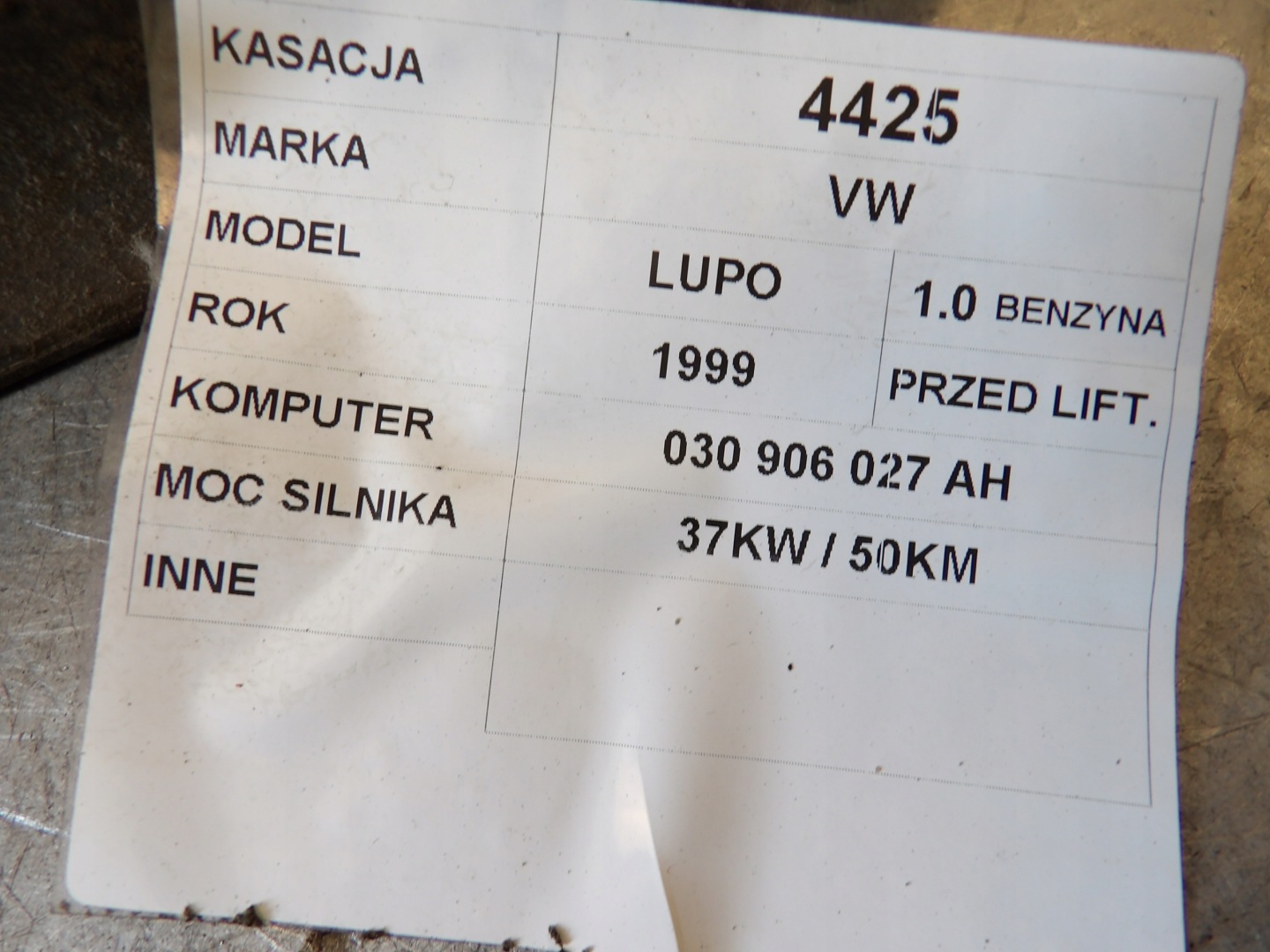 VW Lupo computer, control unit 030906027AH 0261204823