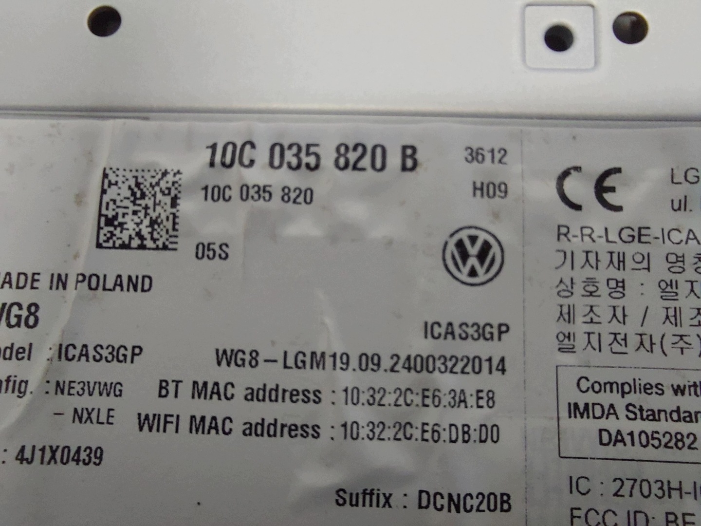 VW ID4 11A , 2024r SUV 5D module control unit Radio navigation devices 10C035820B