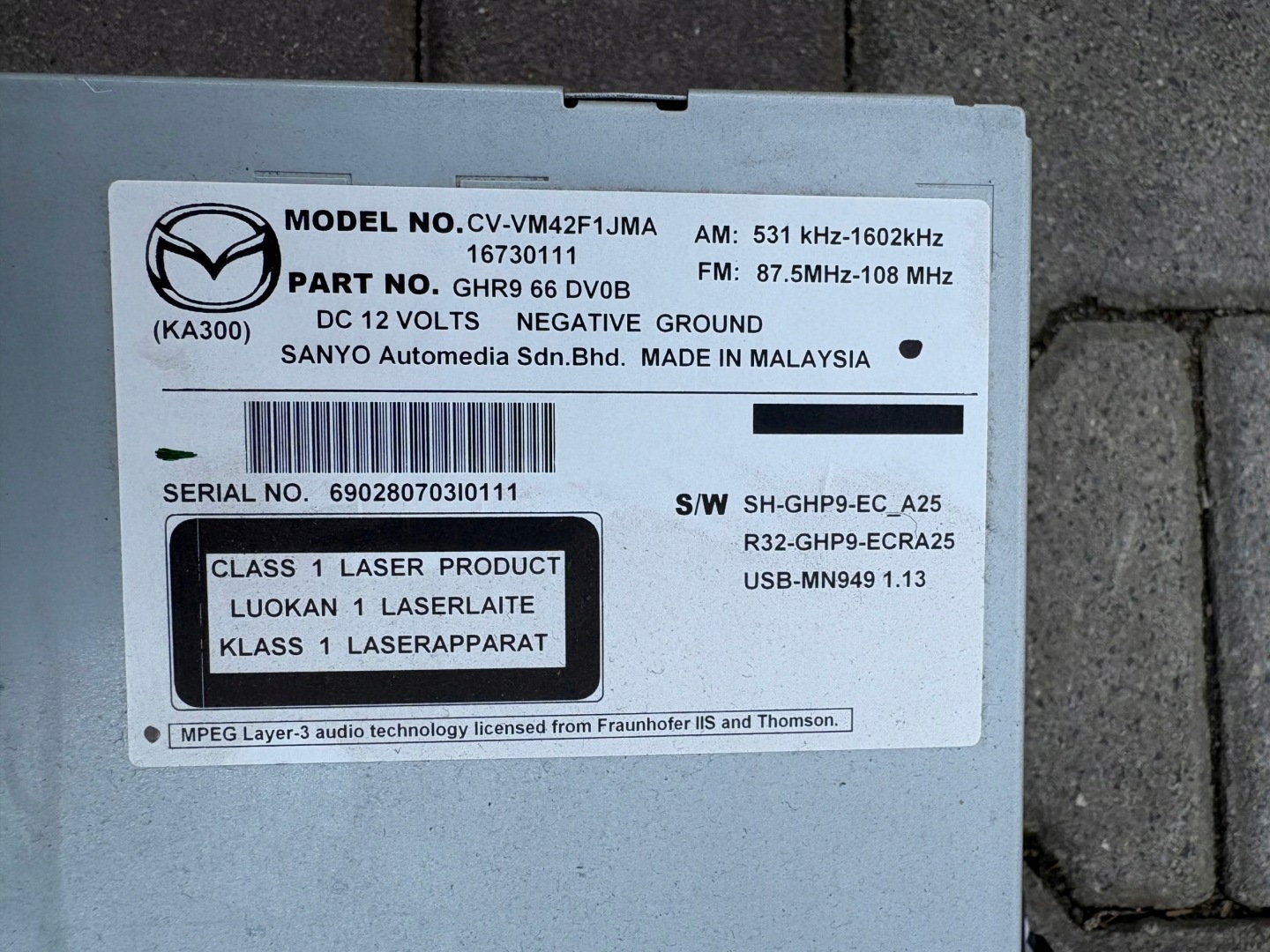 Mazda 6 GJ Radio EU