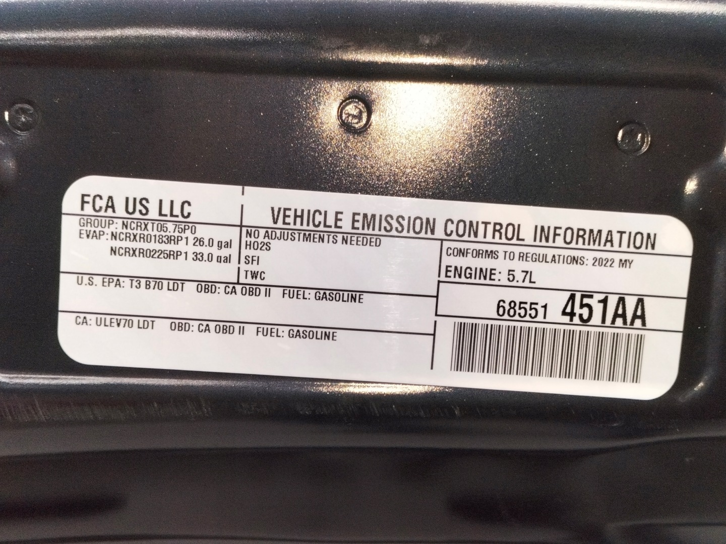 Capot DODGE RAM 19- 1500 SPORT