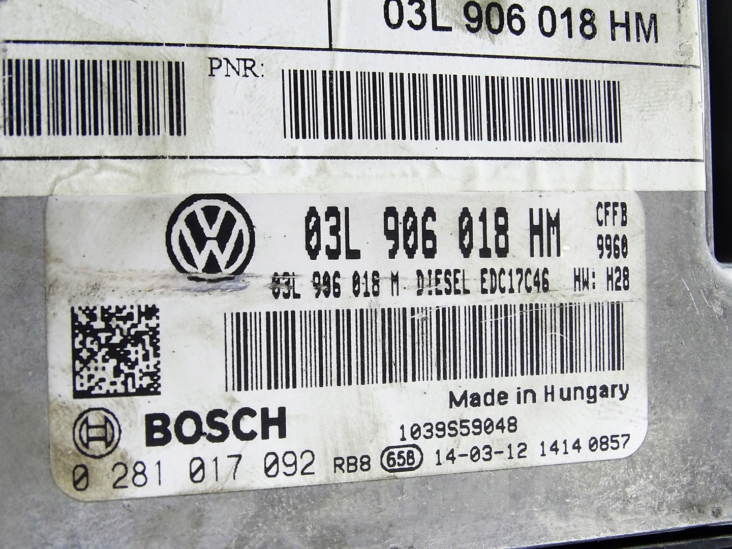 computer control unit of the engine ECU SEAT ALHAMBRA II 7N 2.0 TDI 03L906018HM