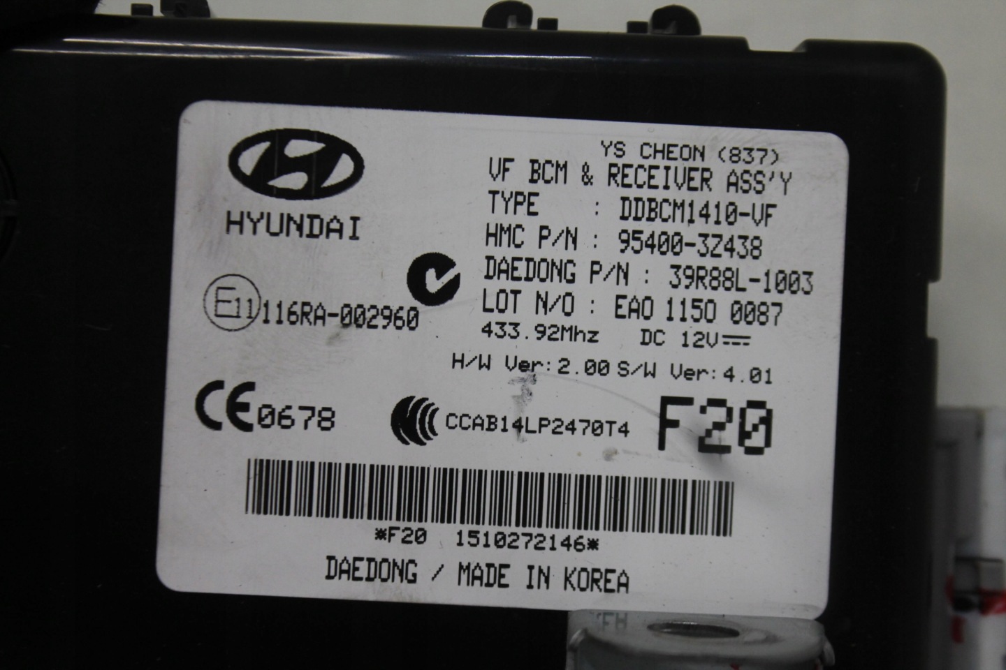 module control unit BSM 95400-3Z438 HYUNDAI I40 LIFT 1.7 CRDI 14-19